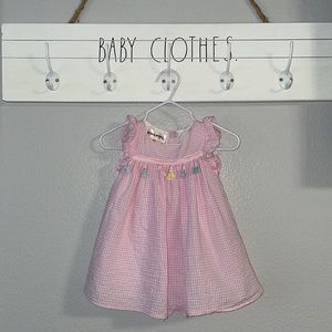 Baby pink gingham tassel dress